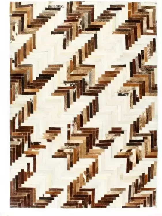 VidaXL Vloerkleed patchwork 80x150 cm echt harig leer bruin wit