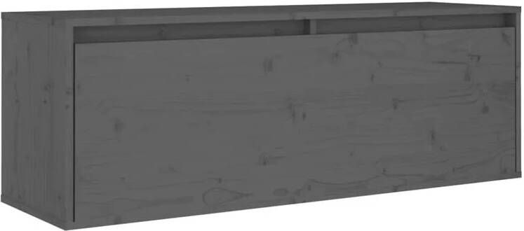 VIDAXL Wandkast 100x30x35 cm massief grenenhout grijs - Foto 4