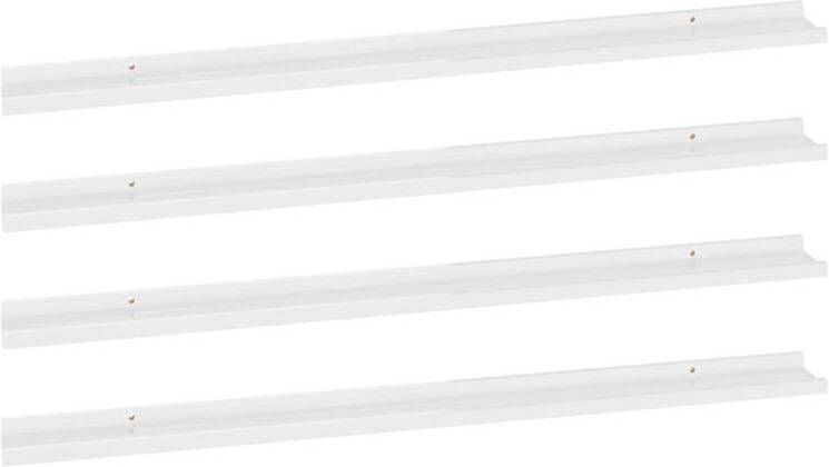 VIDAXL Wandschappen 4 st 115x9x3 cm hoogglans wit