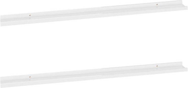 VIDAXL Wandschappen 2 st 115x9x3 cm hoogglans wit