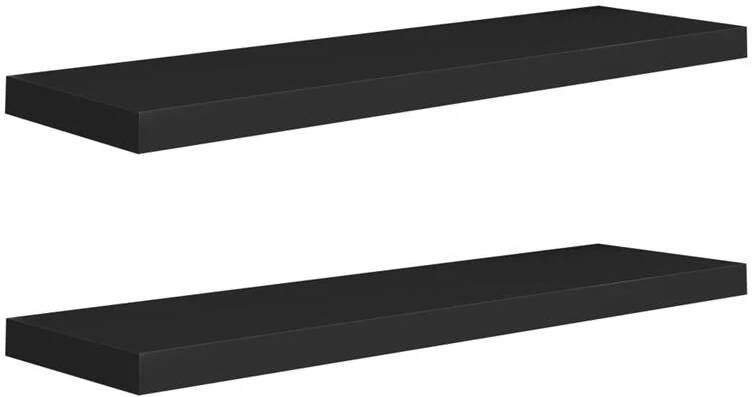 VIDAXL Wandschappen zwevend 2 st 90x23 5x3 8 cm MDF zwart