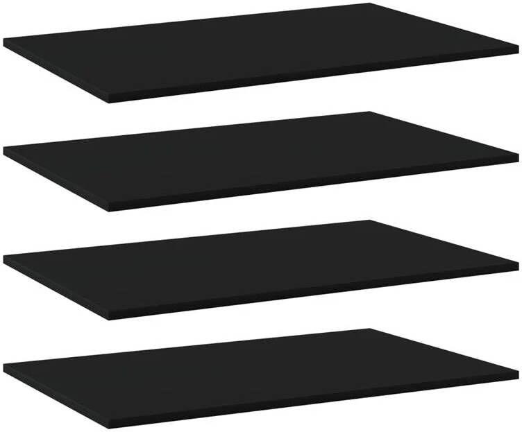 VIDAXL Wandschappen 4 st 80x50x1 5 cm spaanplaat zwart
