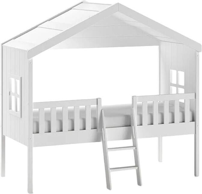 Vipack Huisbed Massief dennenhout wit gelakt gemaakt in Europa stevig gebouwd - Foto 5