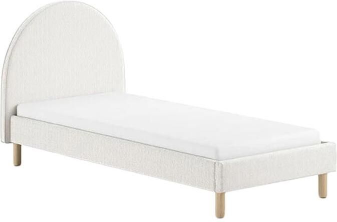 Vipack EMOB Eenpersoonsbed Maeva 212x97x107 cm Witte bouclé stof Gestoffeerde eenpersoonsbedden Wit Textiel Gestoffeerde eenpersoonsbedden Eenpersoons Normaal bed Op voorraad - Foto 9