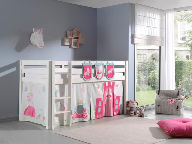 Vipack Halfhoogslaper Charlotte met bedtent & opbergzakjes Princess II 90x200 Wit - Foto 2