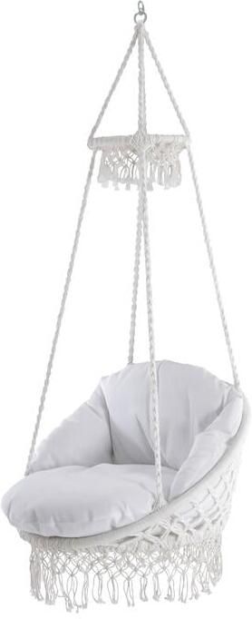 Vivere Polyester Macrame Deluxe Stoel met Franje Off White