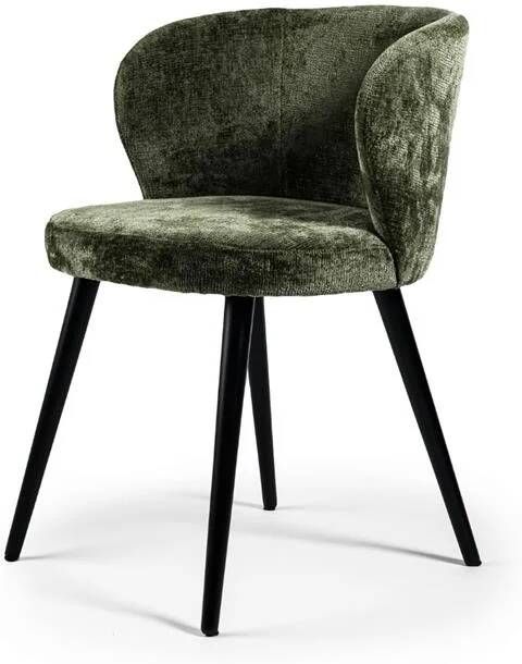 Vurna Culo eetkamerstoel roman stof groen (Set van 2) - Foto 2
