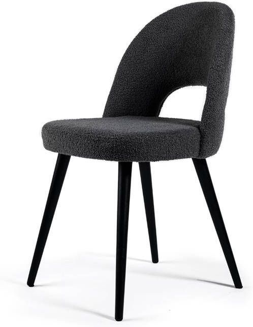 Vurna Devin eetkamerstoel teddy stof antraciet (Set van 2) - Foto 2