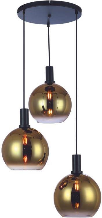 Vurna Justine hanglamp 3L getrapt glas goud