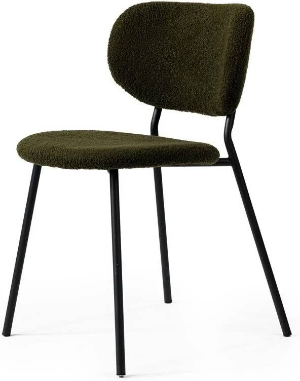 Vurna Rutger eetkamerstoel teddy stof groen (Set van 2) - Foto 2