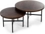 Vurna Susanne salontafel rond kruis acaciahout 75 cm bruin | set van 2 - Thumbnail 1