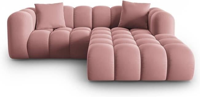 Windsor & Co Halley Hoekbank met Chaise Longue 3-zits Rechts Roze