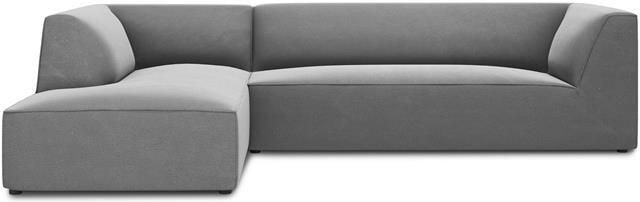 Windsor & Co Sao Hoekbank met Chaise Longue Links 4-zits Velvet Grijs