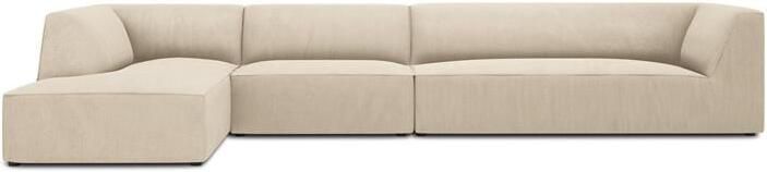 Windsor & Co Sao Hoekbank met Chaise Longue Links 5-zits Ribstof Lichtbeige