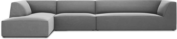 Windsor & Co Sao Hoekbank met Chaise Longue Links 5-zits Velvet Grijs