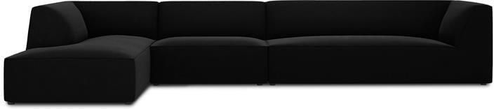 Windsor & Co Sao Hoekbank met Chaise Longue Links 5-zits Velvet Zwart