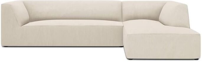 Windsor & Co Sao Hoekbank met Chaise Longue Rechts 4-zits Ribstof Lichtbeige