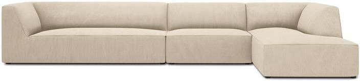 Windsor & Co Sao Hoekbank met Chaise Longue Rechts 5-zits Ribstof Lichtbeige
