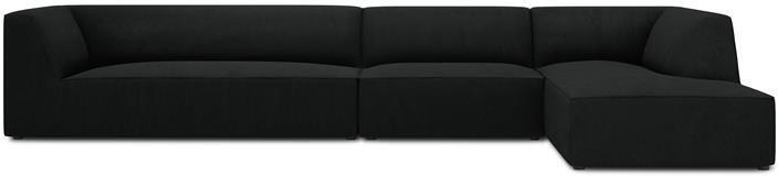 Windsor & Co Sao Hoekbank met Chaise Longue Rechts 5-zits Ribstof Zwart