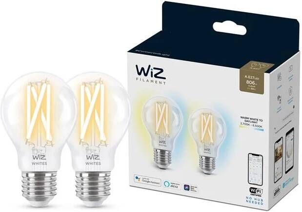 WiZ LED Tunable White filament standaard lamp helder dimbaar (2-pack)…
