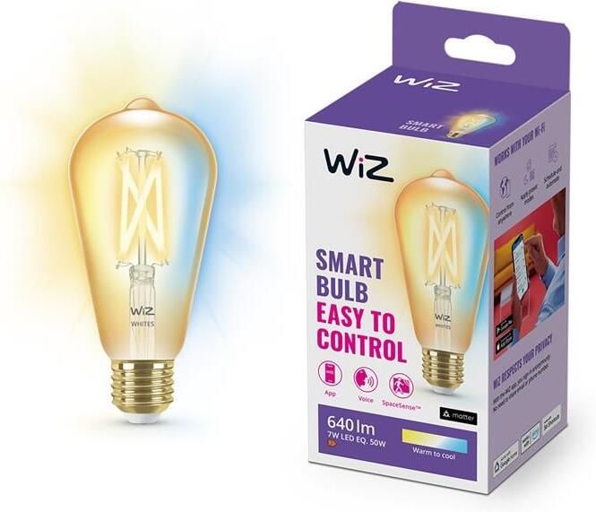 WiZ Edison Filament Slimme LED-Verlichting Warm- tot Koelwit Lich…