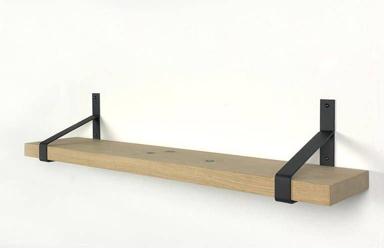 WOODBROTHERS eiken wandplank recht 120 x 20 cm inclusief plankdragers