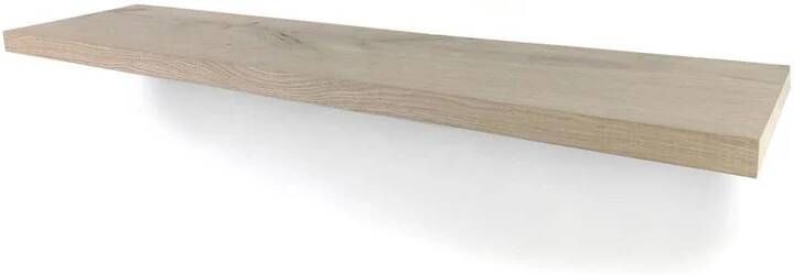 Tuinexpress.nl Zwevende boekenplank 75 x 19 cm recht rustiek 25 mm eiken plank Wandplank zwevend Wandplank hout Boomstam plank Muurplank zwevend