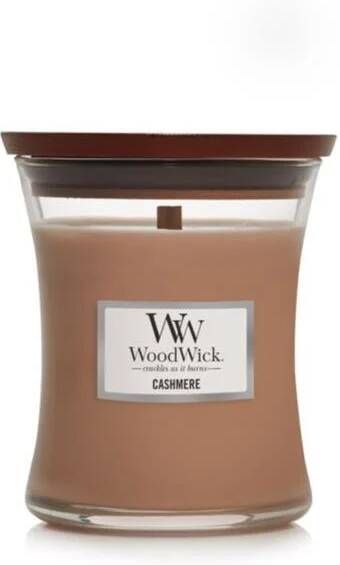 WoodWick Geurkaars Medium Cashmere 11 cm | ø 10 cm - Foto 1