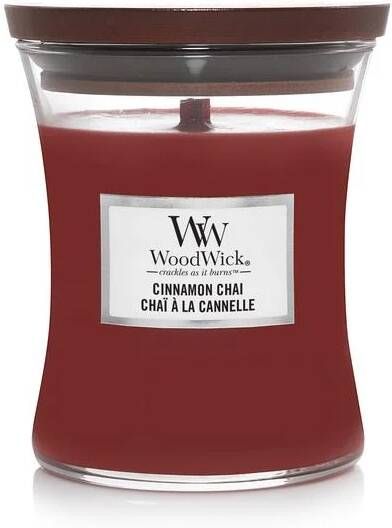 WoodWick Geurkaars Medium Cinnamon Chai 11 cm | ø 10 cm - Foto 1