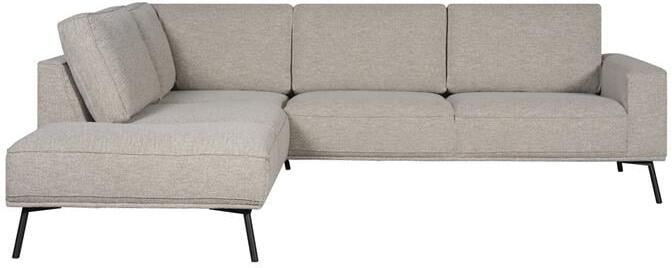 Woonexpress Hoekbank Alford Textiel Naturel 260x85x208 cm Divan Links Zwarte Poten - Foto 3