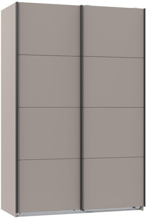 Woonexpress Kledingkast Aalst Spaanplaat Taupe 135x210x65 cm (BxHxD) Schuifdeuren Zwart Metalen Handgrepen - Foto 2