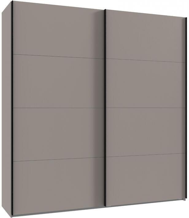 Woonexpress Kledingkast Aalst Spaanplaat Taupe 180x210x65 cm (BxHxD) Schuifdeuren Zwart Metalen Handgrepen - Foto 2