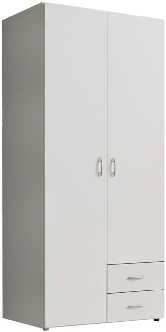 Woonexpress Woonexpres Kledingkast Baarlo Draaideurkast Wit 81x176x51 cm (BxHxD) 3 Legplanken & 1 Roede & 2 Lades Spaanplaat Garderobekast Opbergkast - Foto 3