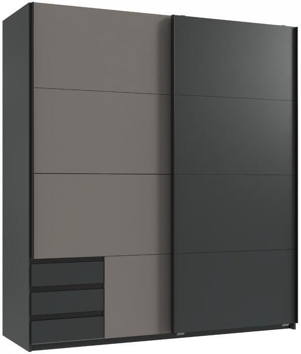 Woonexpress Kledingkast Elsen Schuifdeurkast met 3 lades 179x198x64 cm (BxHxD) Grafiet Taupe Spaanplaat - Foto 2