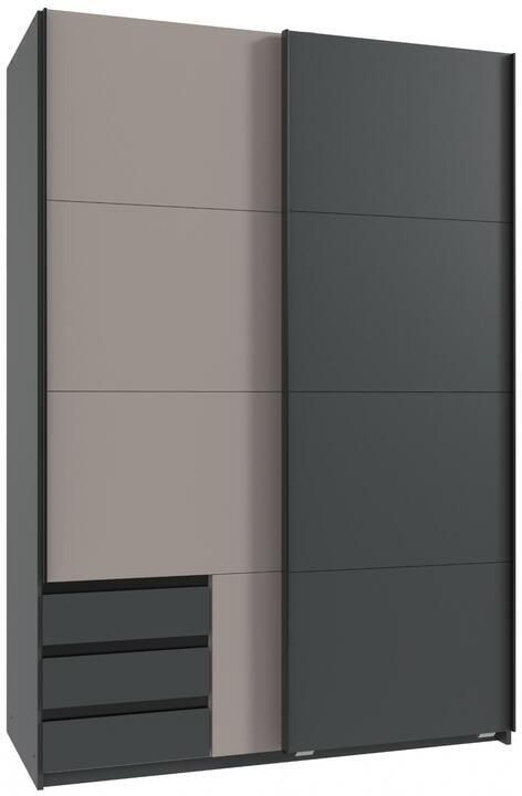 Woonexpress Kledingkast Elsen Schuifdeurkast met 3 lades 135x198x64 cm (BxHxD) Grafiet Taupe Spaanplaat - Foto 2
