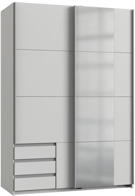 Woonexpress Kledingkast Elsen Hout Wit 135 x 198 x 64 cm (BxHxD) Schuifdeurkast 3 Laden Spiegel Inclusief Roedes en Planken - Foto 2