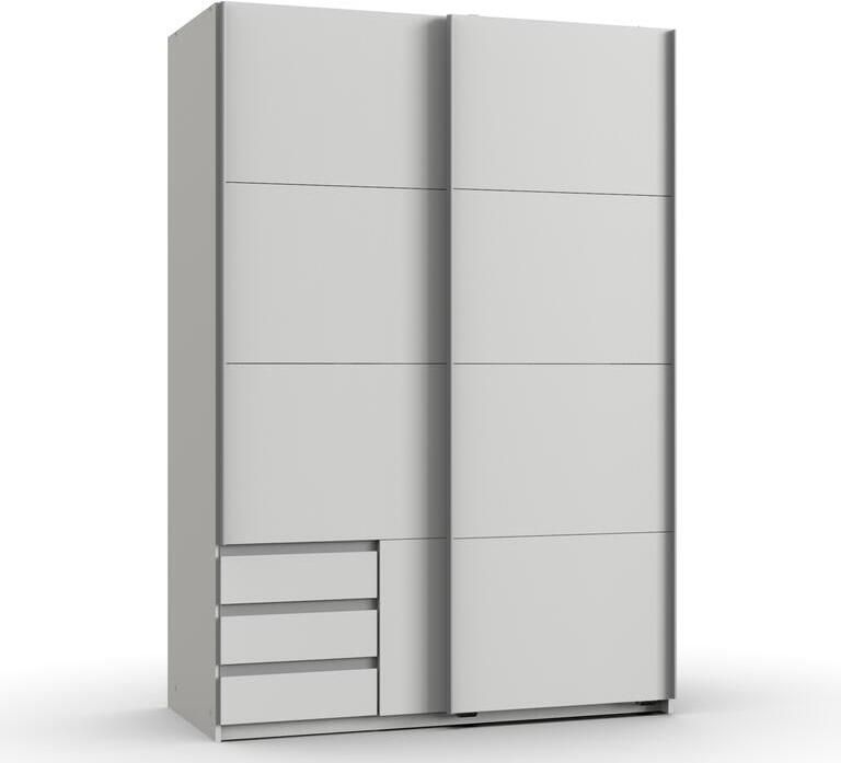 Woonexpress Kledingkast Elsen Schuifdeurkast met 3 lades 135x198x64 cm (BxHxD) Wit Spaanplaat - Foto 2