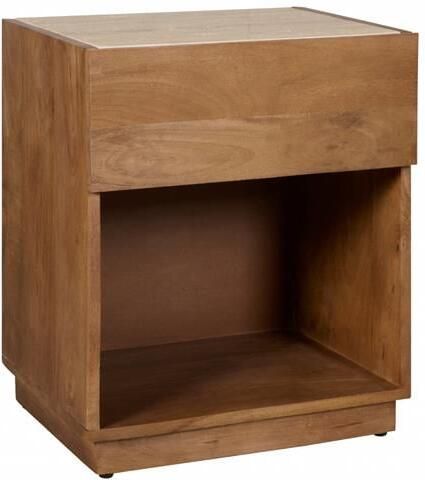 Woonexpress Nachtkastje Granada Mangohout Travertin Walnoot Beige 45x55x35 cm (BxHxD) Met Lade - Foto 3