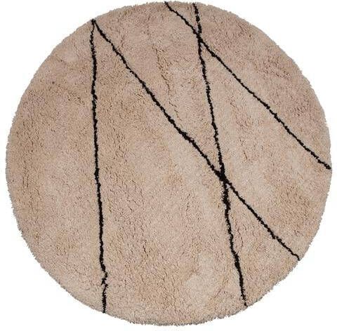 WOOOD Cleo Vloerkleed Rond Polyester Off-White 1x200x200