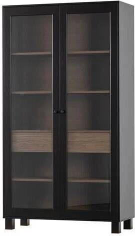 Woood Goos 2-deurs vitrinekast Grenen Zwart Walnoot 200x110x44 - Foto 11