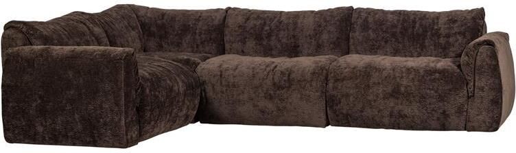 Woood Baggy Hoekbank Links 3D Chenille Donker Bruin 81x301x210
