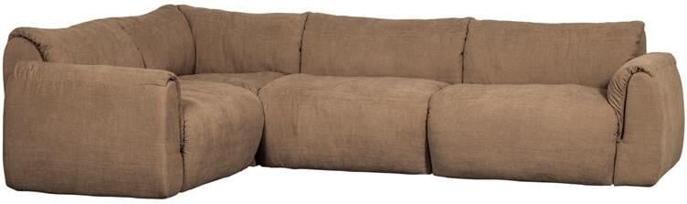 Woood Baggy Hoekbank Links Geweven Chenille Bruin 81x301x210