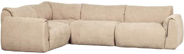Woood Baggy Hoekbank Links Geweven Chenille Zand 81x301x210