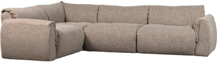 Woood Baggy Hoekbank Links Geweven Stof Bruin Melange -81x301x210