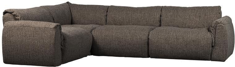 Woood Baggy Hoekbank Links Geweven Stof Warmgrijs Melange