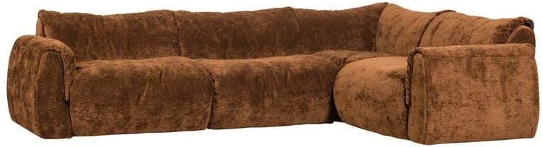 Woood Baggy Hoekbank Rechts 3D Chenille Midden Bruin 81x396x214