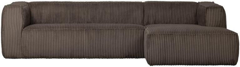 Woood Bean Hoekbank met Chaise Longue Rechts Ribstof Mud
