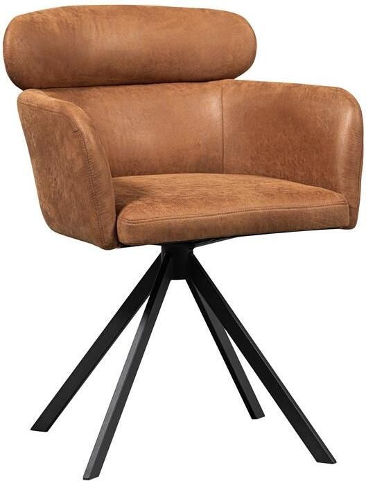 WOOOD draaibare eetkamerstoel Fenne Kunstleer Cognac 80x58x60 cm - Foto 3