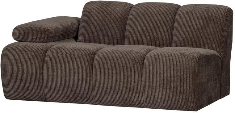 Woood Mojo 1 5-Zits Bank Met Arm Links Ribstof Bruin 74x160x97