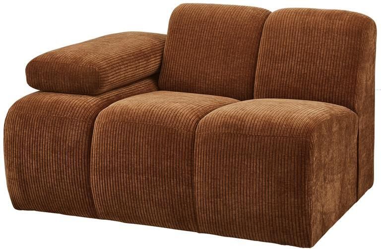 Woood Mojo 1-Zits Bank Met Arm Links Ribstof Roest Bruin